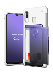 VRS Design Samsung Galaxy A30 Damda Glide Shield Semi Automatic Card Wallet Mobile Phone Case Cover, White/Purple/Black