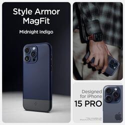 Spigen Style Armor MagFit for iPhone 15 PRO case cover Magnetic [MagSafe compatible] - Midnight Indigo