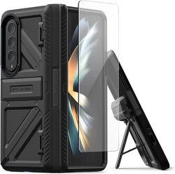 VRS Design Terra Guard Ultimate Samsung Galaxy Z Fold 4 Case Cover with Kickstand & Screen Protector- Matte Black