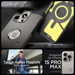 Spigen iPhone 15 Pro Max case cover Tough Armor MagFit compatible with MagSafe - Gunmetal