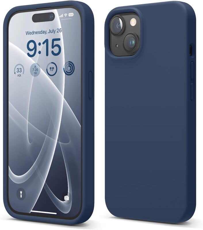 Elago Liquid Silicone for iPhone 15 Case Cover Full Body Protection, Shockproof, Slim, Anti-Scratch Soft Microfiber Lining - Jean Indigo