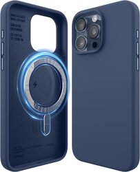 Elago Magnetic Liquid Silicone for iPhone 15 Pro MAX Case Cover Compatible with MagSafe Shockproof - Jean Indigo