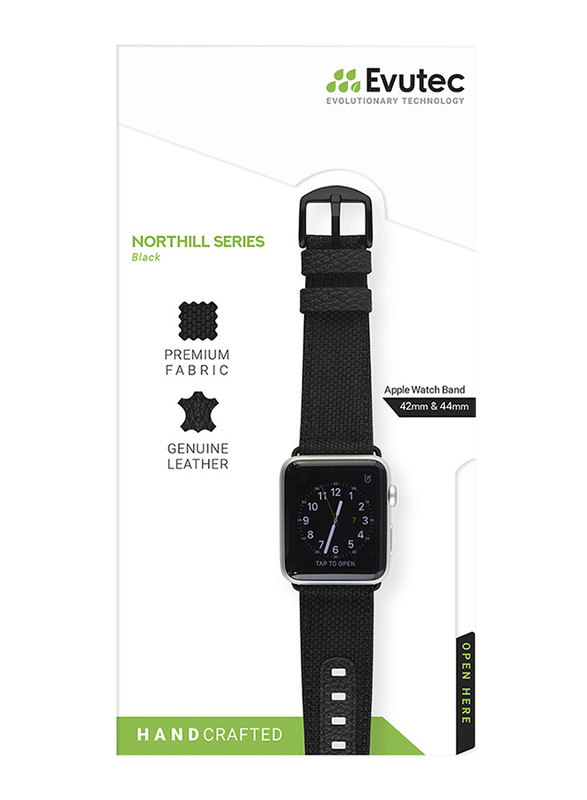 Evutec Northill Series Watch Band for Apple Watch 44mm/42mm Series 4/3/2/1, Black