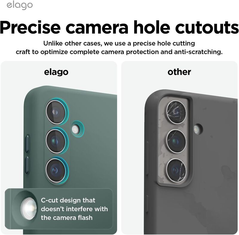 elago Samsung Galaxy S24 case cover Liquid Silicone Full Body Screen Camera Protective, Shockproof, Slim, Anti-Scratch Soft Microfiber Lining - Midnight Green