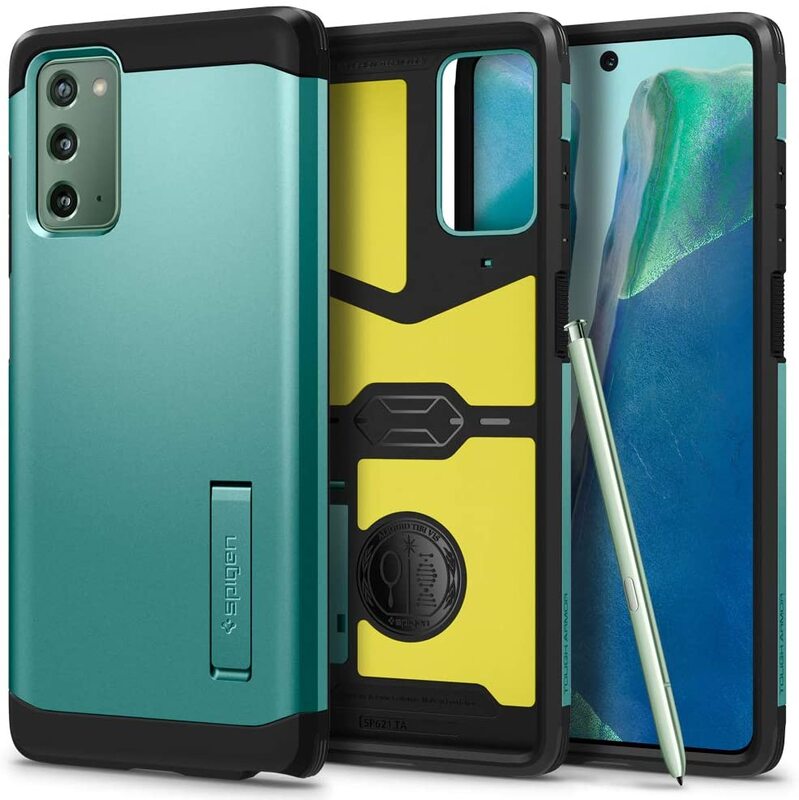 Spigen Samsung Galaxy Note 20 5G / Note 20 Case Cover Tough Armor with Extreme Impact Foam, Green