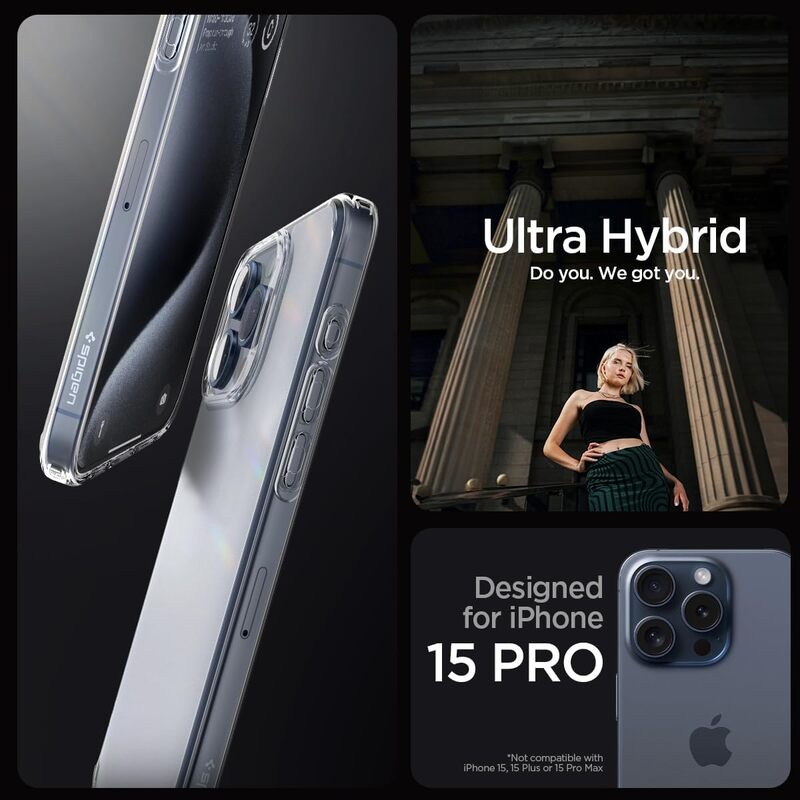 Spigen iPhone 15 Pro case cover Ultra Hybrid - Frost Clear