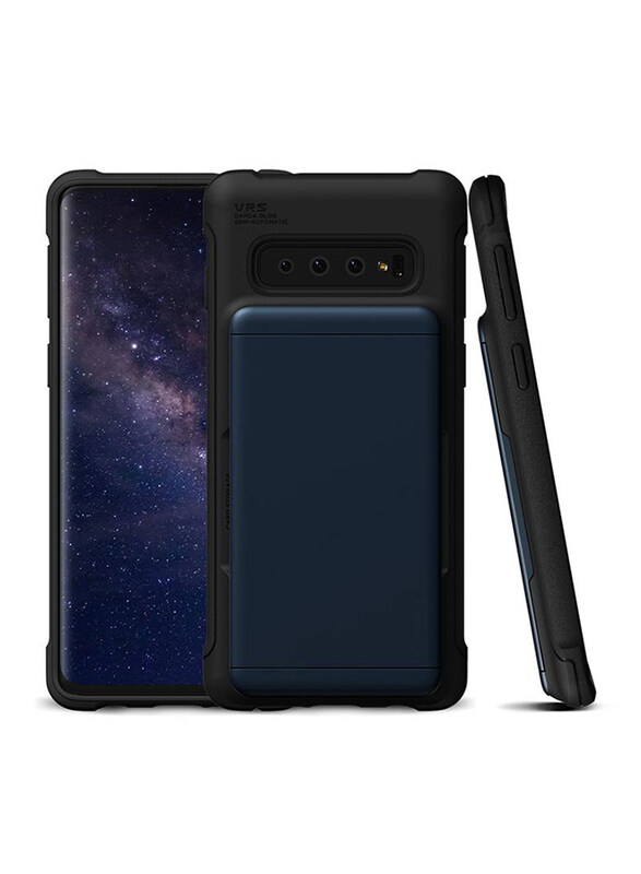 

Vrs Design Samsung Galaxy S10 Damda Glide Shield Semi Automatic Card Wallet Mobile Phone Case Cover, Deep Sea Blue
