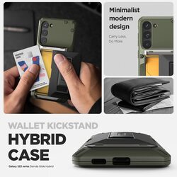 VRS Design Damda Glide Hybrid for Samsung Galaxy S23 Plus Case Cover Wallet (Semi Automatic) Slider Credit Card Holder Slot (3-4 Cards) & Kickstand - Green Groove