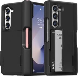 VRS Design Terra Guard Modern GO S for Samsung Galaxy Z Fold 6 case cover wallet with (2 Card Holder) compartment & (Hinge Protection) - Black