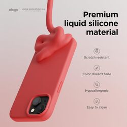 Elago Liquid Silicone for iPhone 15 Case Cover Full Body Protection, Shockproof, Slim, Anti-Scratch Soft Microfiber Lining - Red