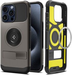 Spigen Slim Armor MagFit for iPhone 15 Pro Max case cover with Kickstand MagSafe compatible - Gunmetal