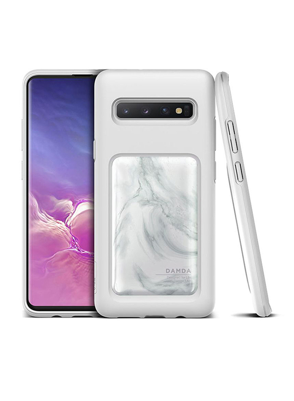 VRS Design Samsung Galaxy S10 Plus Damda High Pro Shield Mobile Phone Back Case Cover, White Marble