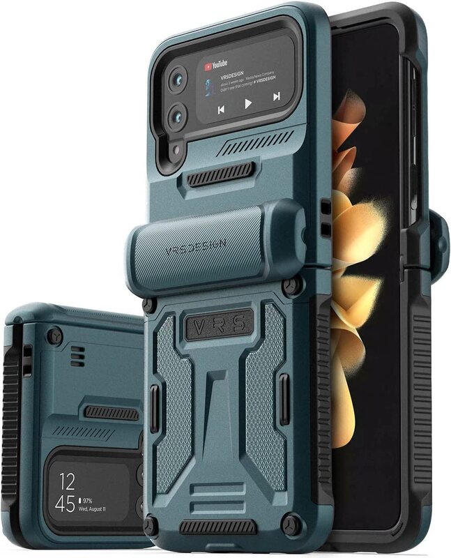 VRS Design Terra Guard (Hinge Protection) Samsung Galaxy Z Flip 3 5G Case Cover - Ash Green