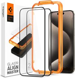 Spigen Glastr Align Master Edge to Edge iPhone 15 Pro MAX Screen Protector Premium Tempered Glass - Full Cover (2 Pack)