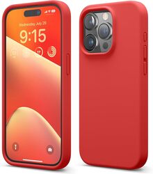 Elago Liquid Silicone for iPhone 15 PRO Case Cover Full Body Protection, Shockproof, Slim, Anti-Scratch Soft Microfiber Lining - Red