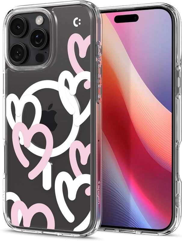 Spigen iPhone 16 Pro Ultra Hybrid (MagFit) case cover - Hearts White Pink