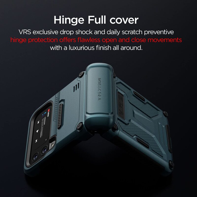 VRS Design Terra Guard (Hinge Protection) Samsung Galaxy Z Flip 3 5G Case Cover - Ash Green