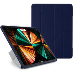 Pipetto Apple iPad Pro 12.9 inch (2021) Combination case cover Origami No. 1 Ultra Smart cover with 5 in 1 stand - Sync & Charge compatible with Apple Pencil 2, Dark Blue