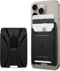 Spigen Rugged Armor (MagFit) Magnetic Wallet Card Holder (3 Cards) MagSafe Compatible with iPhone 15 iPhone 14 iPhone 13 and iPhone 12 Models - Matte Black