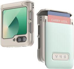 VRS Design D-Wallet Pebble for Samsung Galaxy Z Flip 6 case cover wallet (2 Card Holder Slot) with (Hinge Protection) - Marine Green