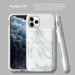 Vrs Design Apple iPhone 11 Pro Damda Glide Shield Semi Automatic Card Wallet Mobile Phone Case Cover, White Marble