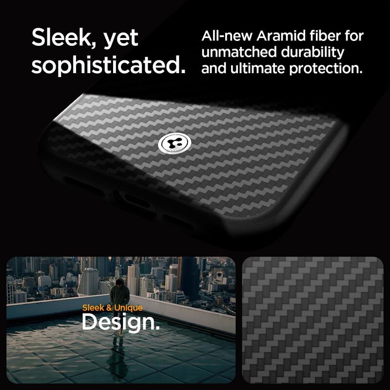Spigen iPhone 15 Pro Max case cover Enzo Aramid Fiber MagFit MagSafe compatible - Matte Black