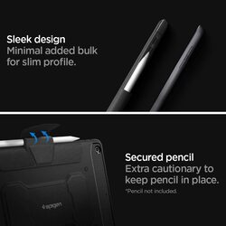 Spigen Apple iPad 10.2 inch 8th Generation (2020)/iPad 7th Generation (2019) Case Cover with Pencil Holder Rugged Armor Pro, Black