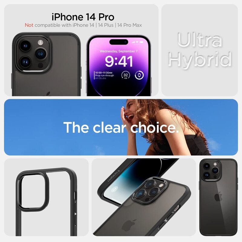 Spigen Ultra Hybrid for iPhone 14 Pro Case Cover - Matte Black