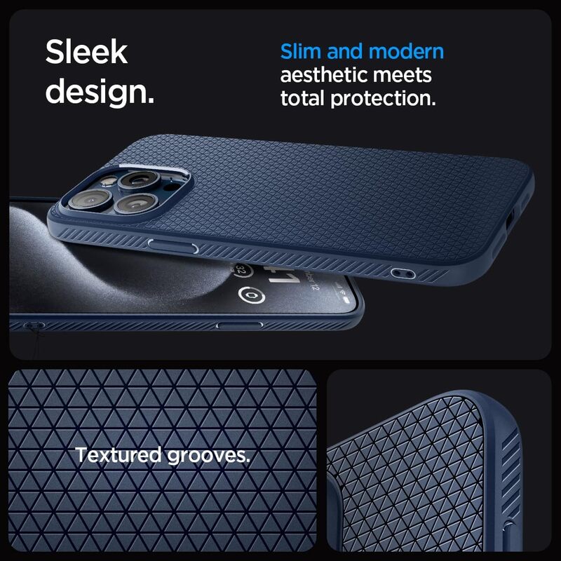 Spigen Liquid Air for iPhone 15 Pro Max case cover - Navy Blue