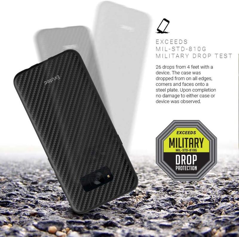 Evutec Samsung Galaxy S8 Plus AER Series Mobile Phone Case Cover, with AFIX Air Vent Magnetic Car Mount, Karbon Black