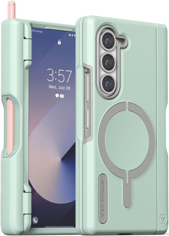 VRS Design Terra Guard Modern Halo S for Samsung Galaxy Z Fold 6 case cover (MagSafe compatible) with Hinge Protection - Marine Green