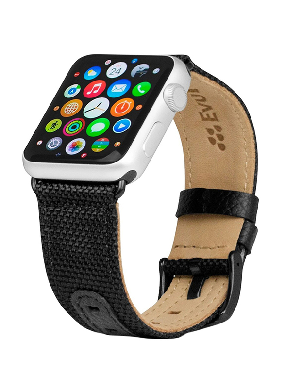 Evutec Northill Series Watch Band for Apple Watch 44mm/42mm Series 4/3/2/1, Black