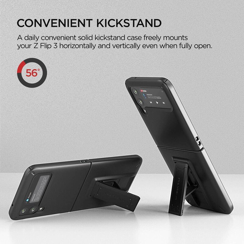 VRS Design QuickStand Modern Samsung Galaxy Z Flip 3 5G Case Cover with Kickstand - Matte Black