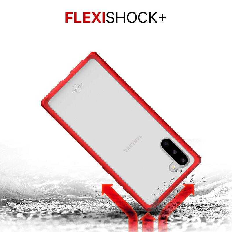 ITskins Samsung Galaxy Note 10 Hybrid Solid Mobile Phone Case Cover, Dual Layer with Hexotek 2.0 Drop Protection, Red and Transparent