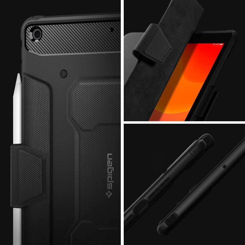 Spigen Apple iPad 10.2 inch 8th Generation (2020)/iPad 7th Generation (2019) Case Cover with Pencil Holder Rugged Armor Pro, Black