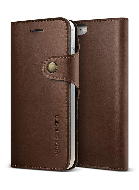 Vrs Design iPhone 7 Native Diary Genuine Leather Mobile Phone Case Cover, Dark Brown