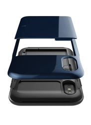 Vrs Design Apple iPhone X Damda Glide Semi Auto Card Slider Wallet Mobile Phone Case Cover, Deep Sea Blue