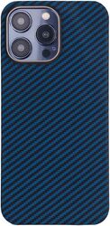 MONOCARBON Real Aramid Fiber (Ultra Slim) for iPhone 15 Pro MAX Case Cover (MagSafe Compatible) Lightweight Anti-Scratch - Matte Blue Black