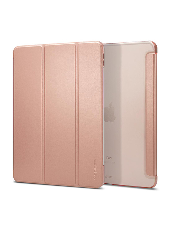 Spigen Apple iPad Pro 11 inch Smart Fold Tablet Flip Cover, Version 2 Pencil Compatible with Auto Sleep and Wake, Rose Gold