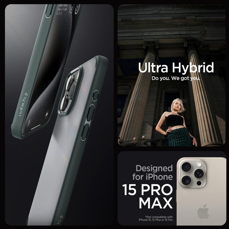 Spigen iPhone 15 Pro Max case cover Ultra Hybrid - Frost Green