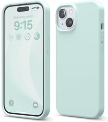 Elago Liquid Silicone for iPhone 15 Plus Case Cover Full Body Protection, Shockproof, Slim, Anti-Scratch Soft Microfiber Lining - Mint