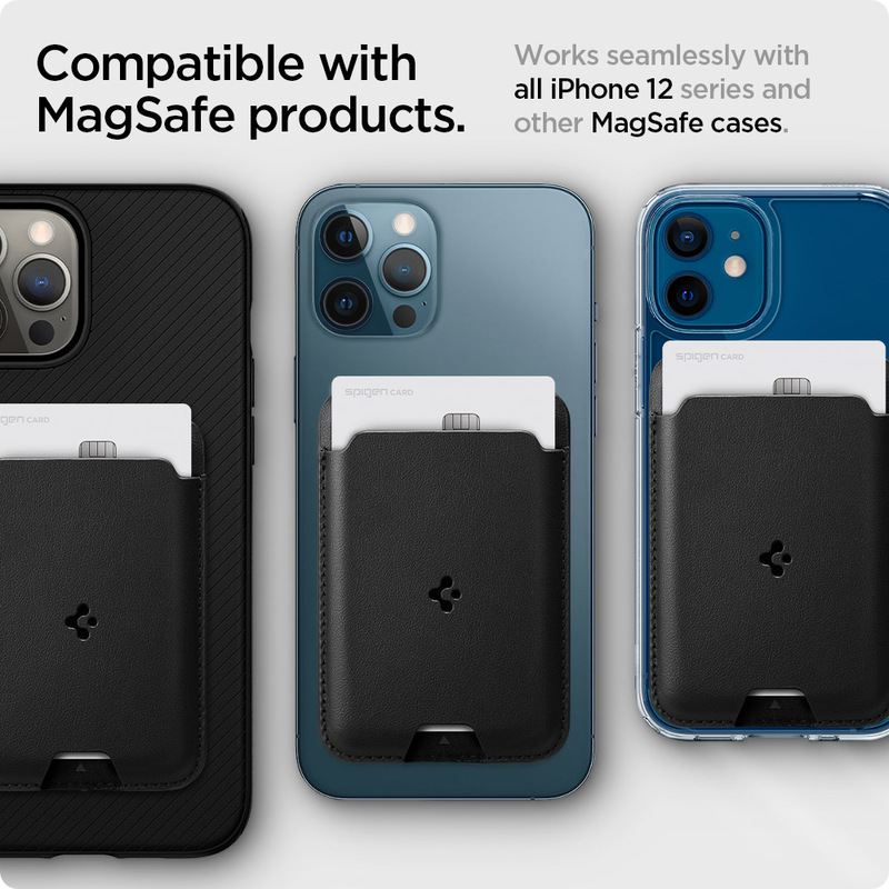 Spigen Apple iPhone 12/12 Mini/12 Pro/12 Pro Max Case Cover with Magsafe Magnetic Wallet Card Holder Valentinus, Black