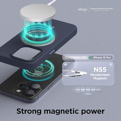 Elago Magnetic Liquid Silicone for iPhone 15 PRO Case Cover Compatible with MagSafe Shockproof - Jean Indigo