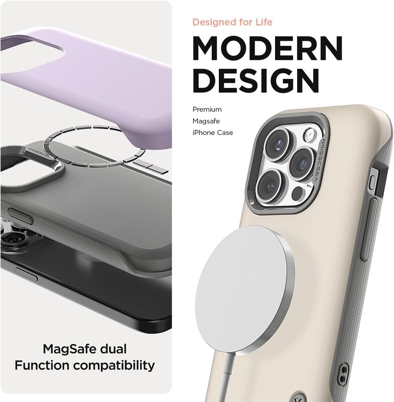 VRS Design Terra Guard Modern for iPhone 15 Pro Case Cover (MagSafe compatible) - Pink Sand