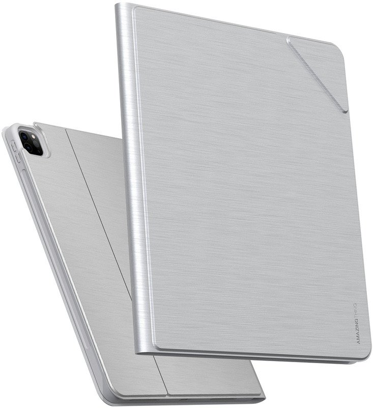 Amazing Thing Apple iPad PRO 12.9 inch (2021) Combination case cover Opal Folio Smart ANTIBACTERIAL with Apple Pencil Slot/ Charging Notch, Silver