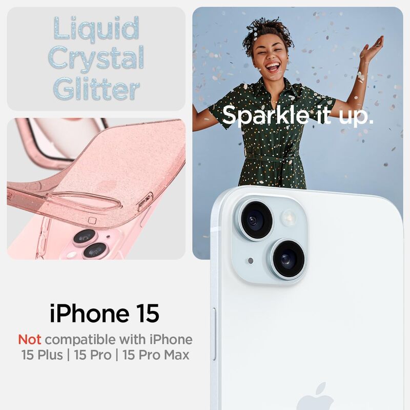 Spigen Liquid Crystal Glitter for iPhone 15 case cover - Rose Quartz
