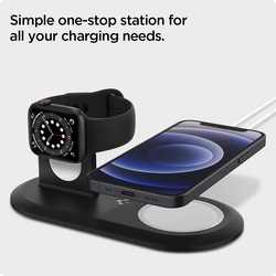 Spigen Apple Watch Stand/ MagSafe Charger Pad TPU for All Series Mag Fit Duo, Black