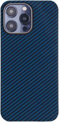 MONOCARBON Real Aramid Fiber (Ultra Slim) for iPhone 15 PRO Case Cover (MagSafe Compatible) Lightweight Anti-Scratch - Matte Blue Black