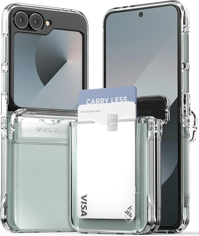 VRS Design Terra Guard Modern GO (Hinge Protection) for Samsung Galaxy Z Flip 6 case cover wallet (2 Card Holder Slot) - Clear