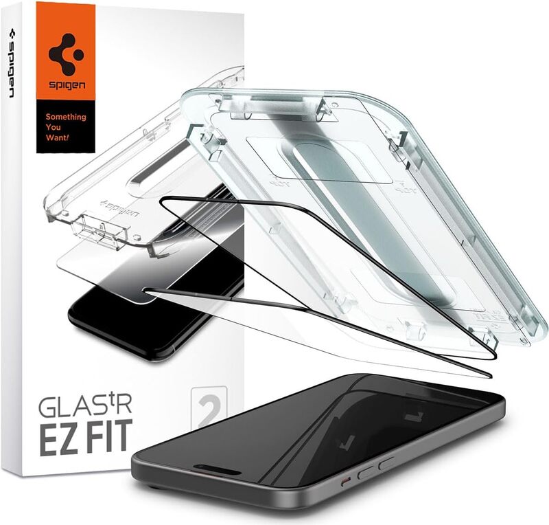 Spigen Glastr Ez Fit for iPhone 15 PLUS Screen Protector Premium Tempered Glass - Full Cover Edge to Edge (2 Pack)